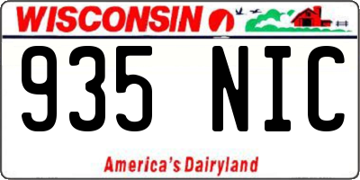 WI license plate 935NIC