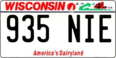 WI license plate 935NIE