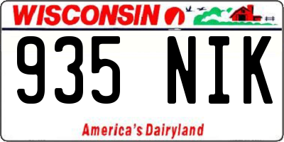 WI license plate 935NIK