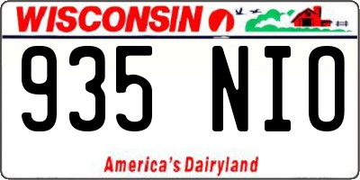 WI license plate 935NIO