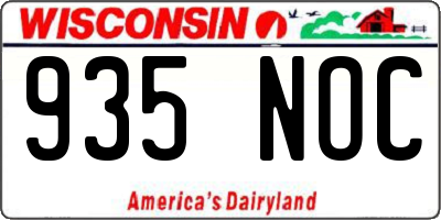 WI license plate 935NOC