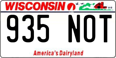 WI license plate 935NOT