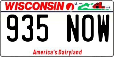 WI license plate 935NOW