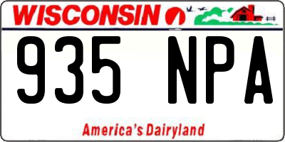 WI license plate 935NPA