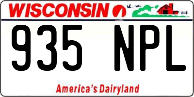 WI license plate 935NPL