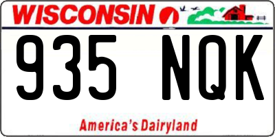 WI license plate 935NQK