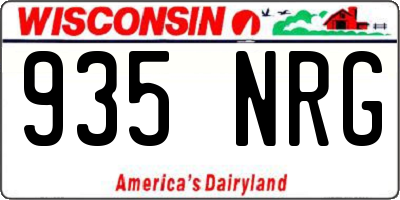 WI license plate 935NRG