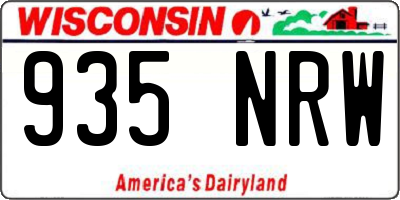 WI license plate 935NRW