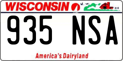 WI license plate 935NSA