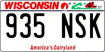WI license plate 935NSK