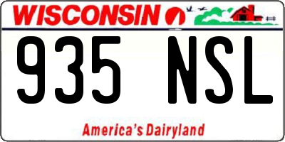WI license plate 935NSL