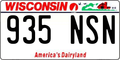 WI license plate 935NSN