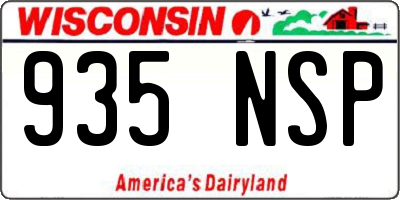 WI license plate 935NSP