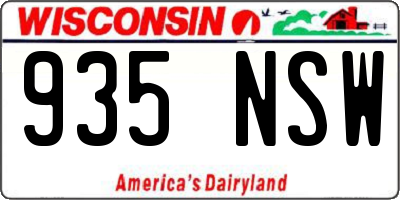 WI license plate 935NSW