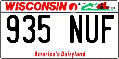 WI license plate 935NUF