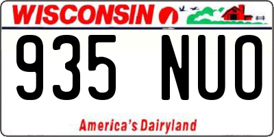 WI license plate 935NUO