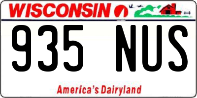 WI license plate 935NUS
