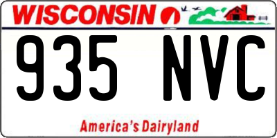 WI license plate 935NVC