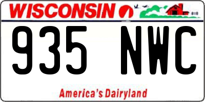 WI license plate 935NWC