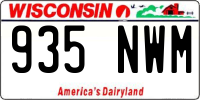 WI license plate 935NWM