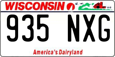 WI license plate 935NXG