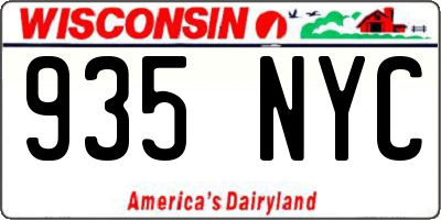 WI license plate 935NYC