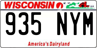 WI license plate 935NYM
