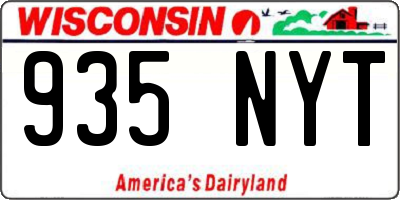 WI license plate 935NYT
