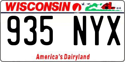 WI license plate 935NYX