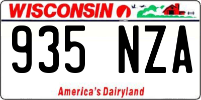 WI license plate 935NZA