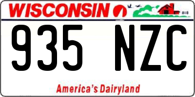 WI license plate 935NZC