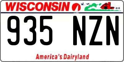 WI license plate 935NZN
