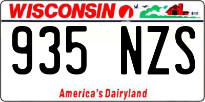 WI license plate 935NZS