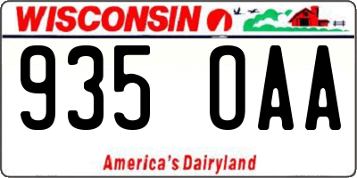 WI license plate 935OAA