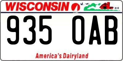 WI license plate 935OAB