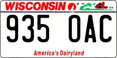 WI license plate 935OAC