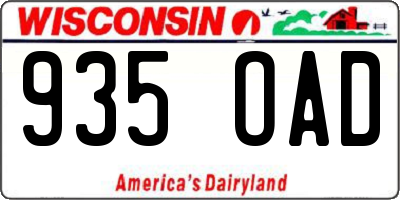WI license plate 935OAD