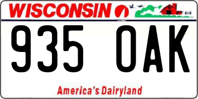 WI license plate 935OAK