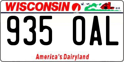 WI license plate 935OAL