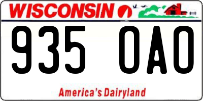 WI license plate 935OAO