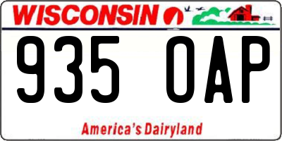 WI license plate 935OAP
