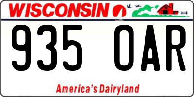 WI license plate 935OAR