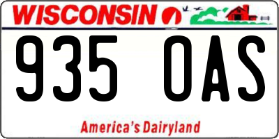 WI license plate 935OAS