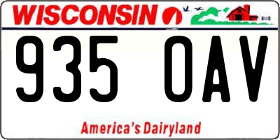 WI license plate 935OAV