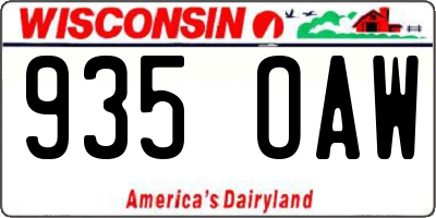 WI license plate 935OAW