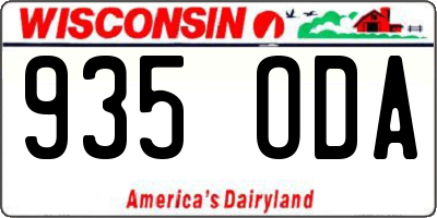WI license plate 935ODA