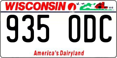 WI license plate 935ODC