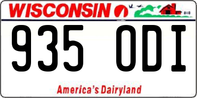 WI license plate 935ODI