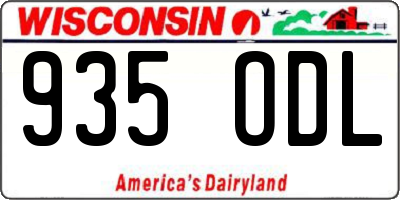 WI license plate 935ODL