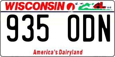 WI license plate 935ODN